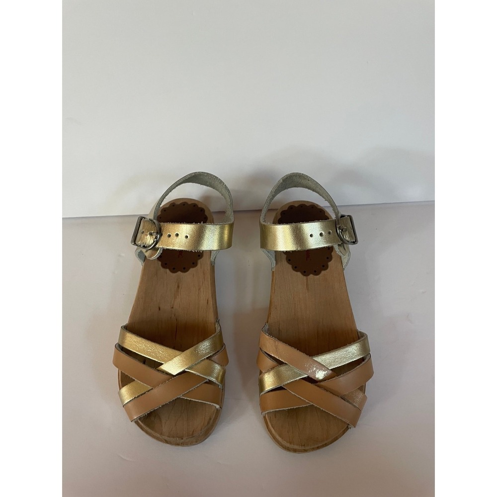 Hanna Andersson Girls Gold Mix‎ Leather Sandals/Clogs Size EU 30